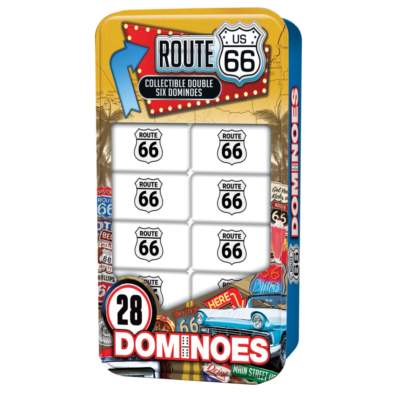 Masterpieces Officially Licensed Route 66 Caf 28 Dominoes Game for Families
